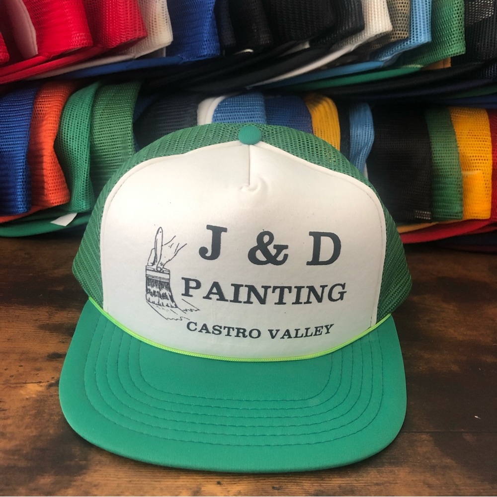 Vintage 80s 90s streetwear Castro Valley J & D Painting Rope Front Trucker Hat